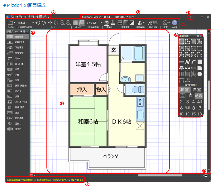Mizdori Help 画面構成